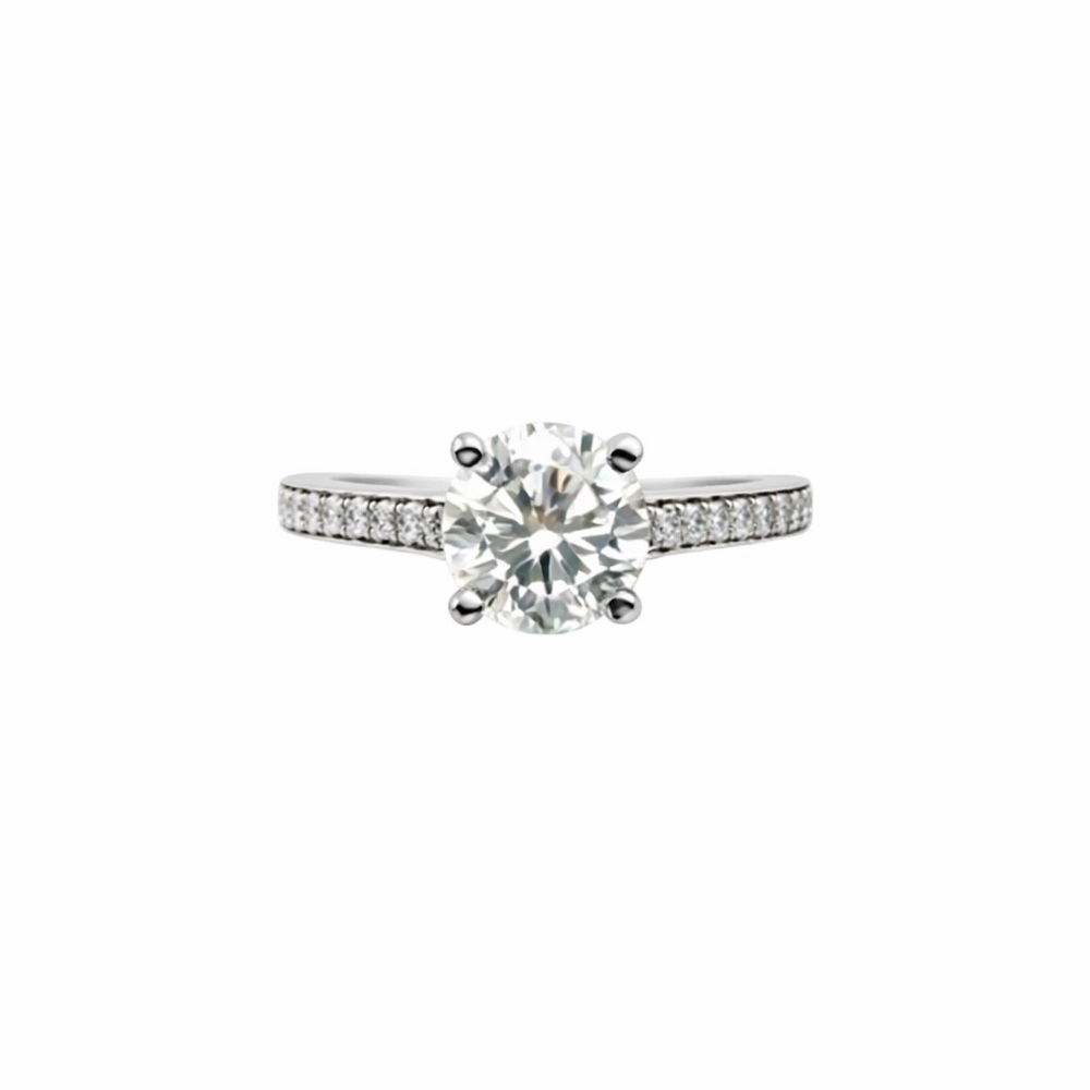 1.17 CT Moissanite Diamond Solitaire w/ Pave Band
